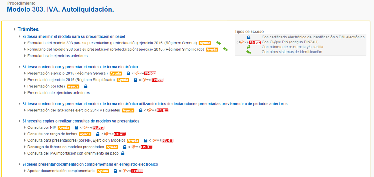 Acceso al modelo 303