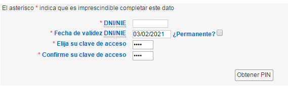 El acceso con cl@ve PIN