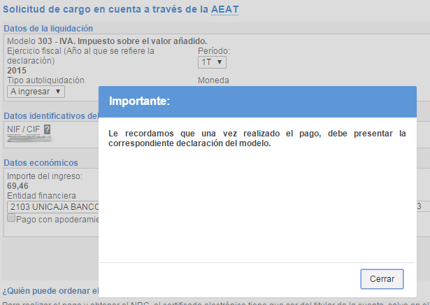 Cumplimentar el modelo 303