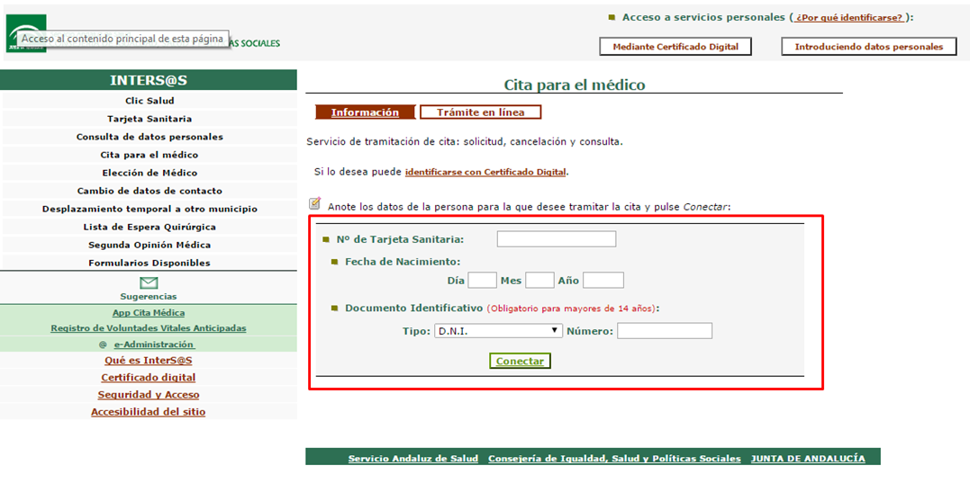 Solicitar cita previa de forma online