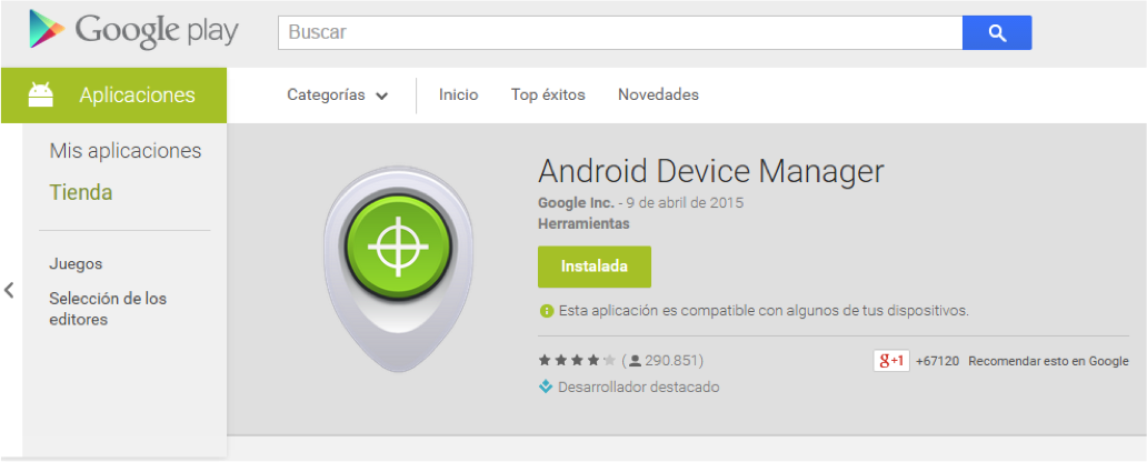 Administrador de dispositivos Android