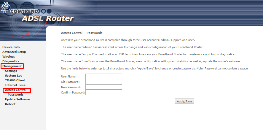 interfaz de la configuración del router, accediendo al apartado indicado